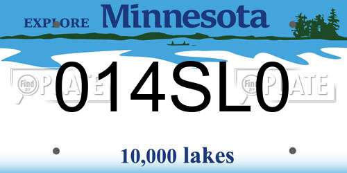 014SL0 Minnesota License Plate