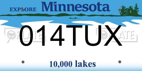 014TUX Minnesota License Plate