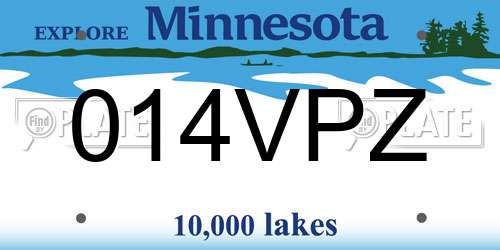 014VPZ Minnesota License Plate