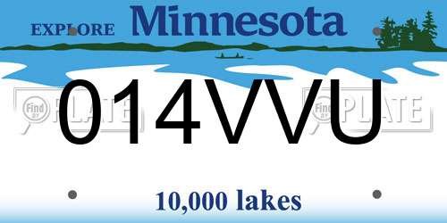 014VVU Minnesota License Plate