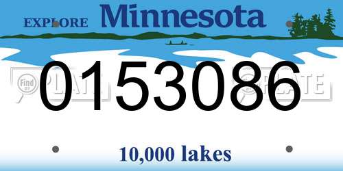 0153086 Minnesota License Plate