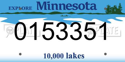 0153351 Minnesota License Plate