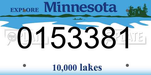 0153381 Minnesota License Plate