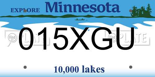 015XGU Minnesota License Plate