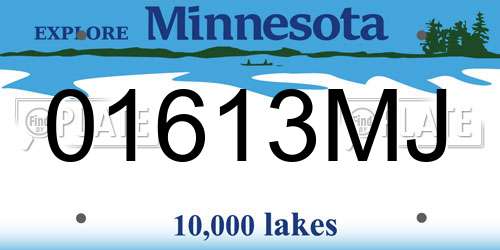 01613MJ Minnesota License Plate
