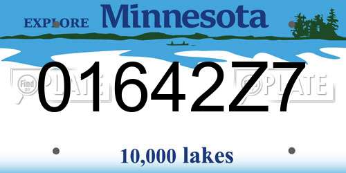01642Z7 Minnesota License Plate