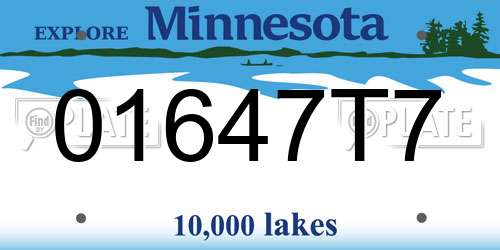 01647T7 Minnesota License Plate