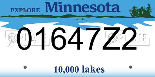 01647Z2 Minnesota License Plate