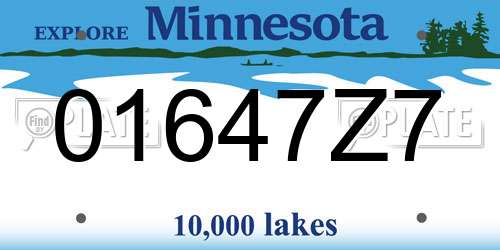 01647Z7 Minnesota License Plate