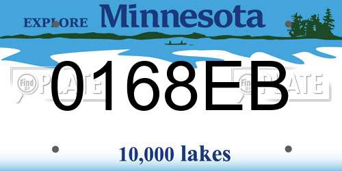 0168EB Minnesota License Plate