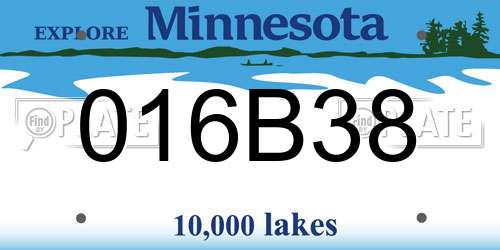 016B38 Minnesota License Plate