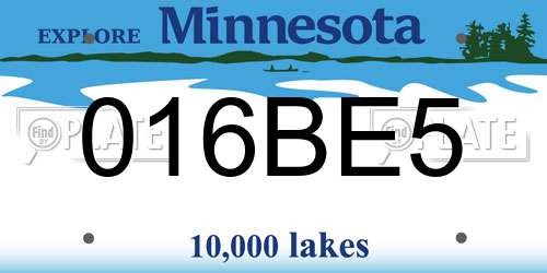 016BE5 Minnesota License Plate