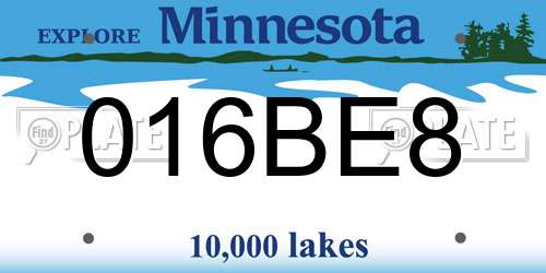 016BE8 Minnesota License Plate