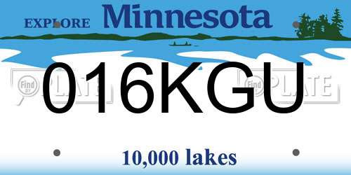 016KGU Minnesota License Plate