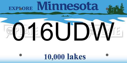 016UDW Minnesota License Plate