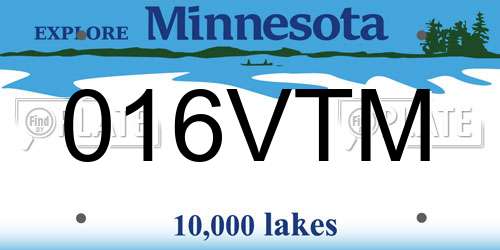 016VTM Minnesota License Plate