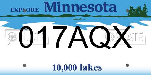017AQX Minnesota License Plate