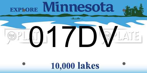 017DV Minnesota License Plate