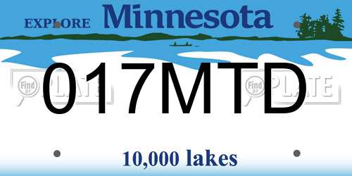017MTD Minnesota License Plate