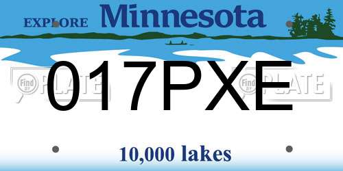 017PXE Minnesota License Plate