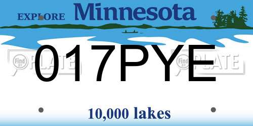 017PYE Minnesota License Plate