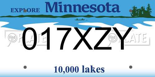 017XZY Minnesota License Plate