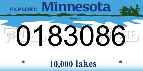 0183086 Minnesota License Plate