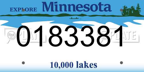 0183381 Minnesota License Plate