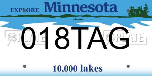 018TAG Minnesota License Plate