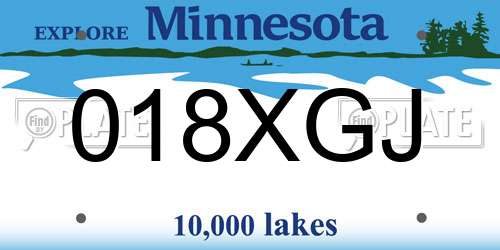 018XGJ Minnesota License Plate