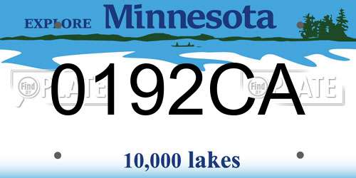 0192CA Minnesota License Plate