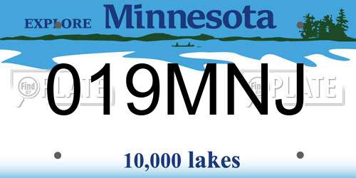 019MNJ Minnesota License Plate
