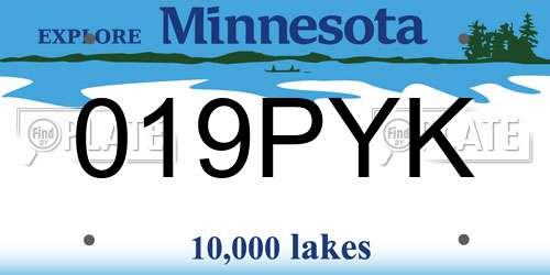 019PYK Minnesota License Plate