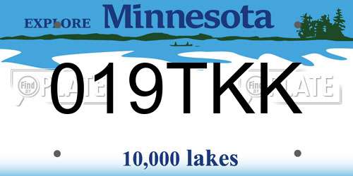 019TKK Minnesota License Plate