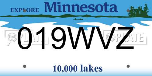 019WVZ Minnesota License Plate