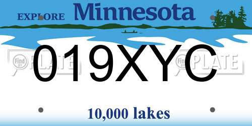 019XYC Minnesota License Plate