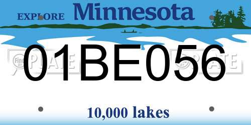01BE056 Minnesota License Plate