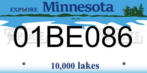 01BE086 Minnesota License Plate