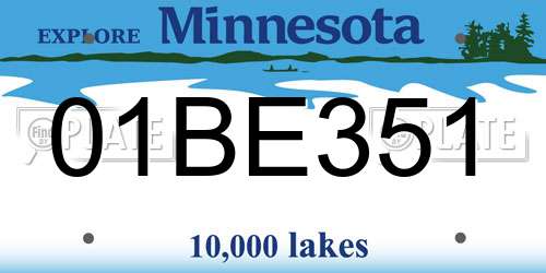 01BE351 Minnesota License Plate