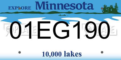 01EG190 Minnesota License Plate