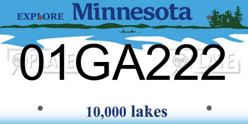 01GA222 Minnesota License Plate