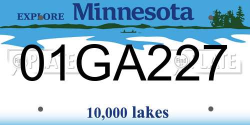 01GA227 Minnesota License Plate