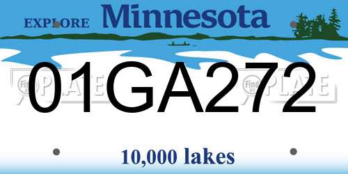 01GA272 Minnesota License Plate