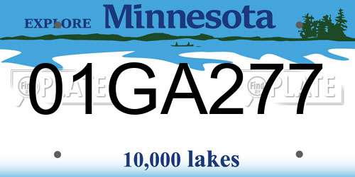 01GA277 Minnesota License Plate