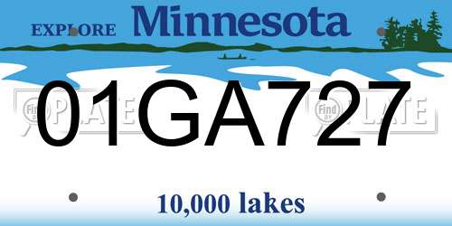 01GA727 Minnesota License Plate
