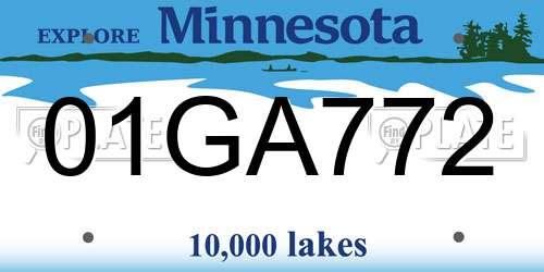 01GA772 Minnesota License Plate