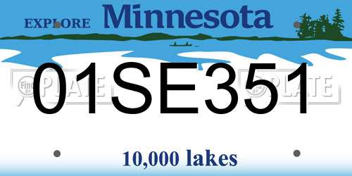 01SE351 Minnesota License Plate