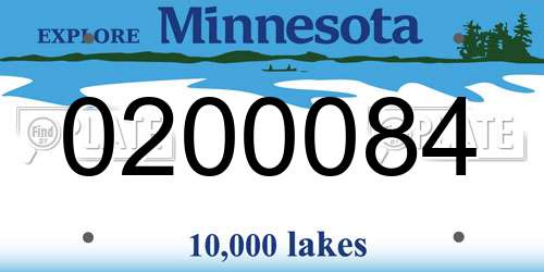 0200084 Minnesota License Plate