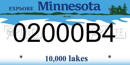 02000B4 Minnesota License Plate