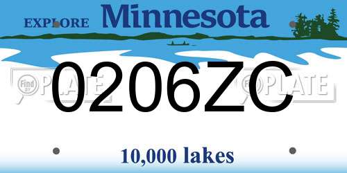 0206ZC Minnesota License Plate
